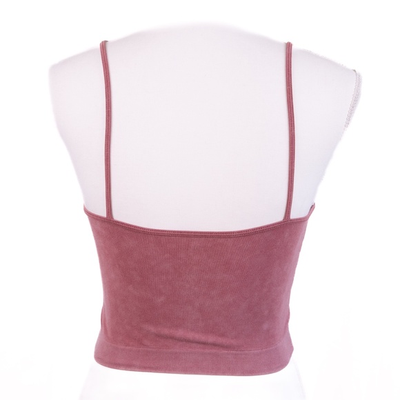 BKE Essentials Light Red Spaghetti Strap Fitted Crop Top, Size XS/S - Picture 4 of 10